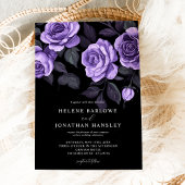 Invitation Moody Purple Rose Floral Dark Gothique Mariage