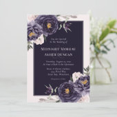 Invitation Moody Purple Rose Floral Mariage (Debout devant)