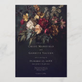 Invitation Moody Romantic Dark Floral Gothic QR Code Wedding (Devant)