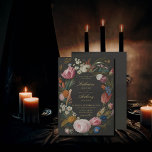 Invitation Moody Romantic Floral Frame Dreamy Mariage<br><div class="desc">Cette faire-part de mariage unique et enchanteresse présente un cadre floral luxuriant dans le style des anciens maîtres hollandais, dressé contre un arrière - plan noir et violet profond et moody. L'élégante calligraphie et le texte doré apportent une touche de luxe et de sophistication. Un choix charmant pour les épouses...</div>