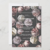Invitation Moody romantique Delicate noir foncé Mariage flora (Devant)