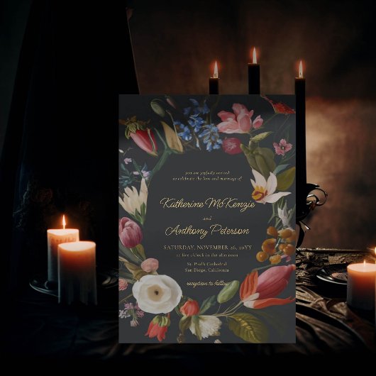 Invitation Moody Romantique gothique foncé Mariage de cadre f