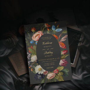 Invitation Moody Romantique gothique Rouges Floral Dark Maria