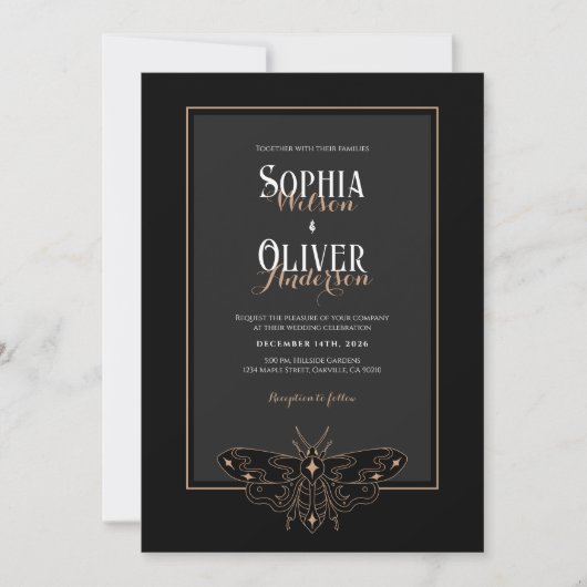 Invitation Moody romantique gothique tout en un Mariage (Devant)
