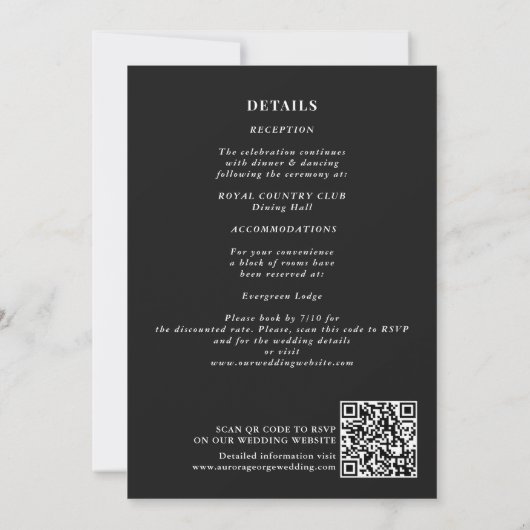 Invitation Moody Rouge et noir Elegant Floral Mariage QR Code (Dos)