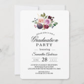 Invitation Moody & Rustic Bourgogne Watercolor Flowers & Berr (Devant)
