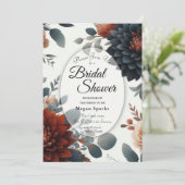 Invitation Moody Rustic Fall Florals Fête des mariées Mariage (Debout devant)
