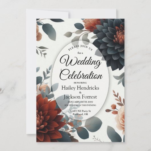 Invitation Moody Rustic Fall Florals Wedding (Devant)