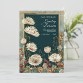 Invitation Moody Teal Gilded Astrantia Wedding (Debout devant)