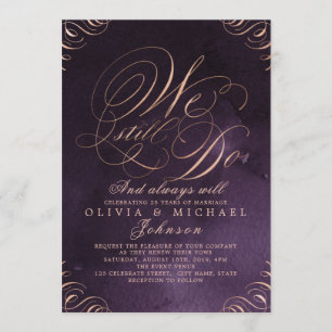 Invitation Moody violet rose or calligraphie NOUS LE FAISONS