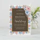 Invitation Moody Watercolor Floral Russe Mariage (Debout devant)