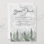 Invitation Moody Watercolor Pine Tree Fête des mariées (Devant)