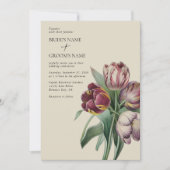 Invitation Moody Watercolor Purple Tulips Mariage (Devant)