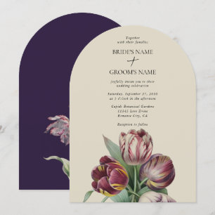 Invitation Moody Watercolor Purple Tulips Mariage Arche
