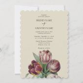 Invitation Moody Watercolor Purple Tulips Mariage traditionne (Devant)