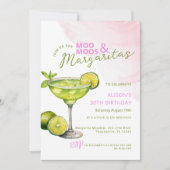 Invitation MooMoos & Margaritas Pink Birthday Party (Devant)