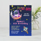 Invitation Moon Adventure (fille) Anniversaire Fête Invitatio (Debout devant)