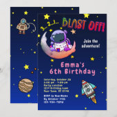 Invitation Moon Adventure (fille) Anniversaire Fête Invitatio (Devant / Derrière)