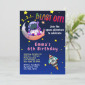 Invitation Moon Adventure (fille) Anniversaire Fête Invitatio (Debout devant)