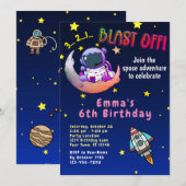 Invitation Moon Adventure (fille) Anniversaire Fête Invitatio (Devant / Derrière)