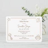 Invitation Moon and Stars Simple Neutral Baby Shower (Debout devant)