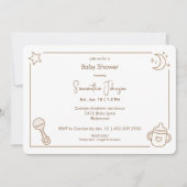 Invitation Moon and Stars Simple Neutral Baby Shower (Devant)
