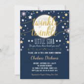 Invitation Moon Baby shower Twinkle Little Star Marine Gold (Devant)