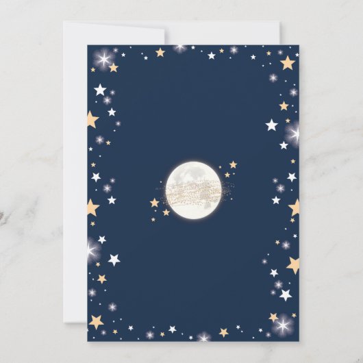 Invitation Moon Baby shower Twinkle Little Star Marine Gold (Dos)
