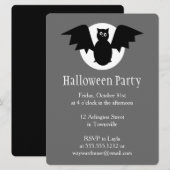 Invitation Moon Bat Halloween (Devant / Derrière)