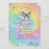 Invitation Moon Butterflies Tie Dye Baby Shower  (Devant / Derrière)