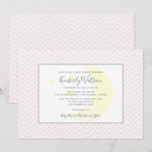 Invitation Moon et Stars Chevron Baby shower | Rose (Devant / Derrière)