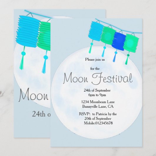 Invitation Moon Festival Chinese Autumn Festival (Devant / Derrière)