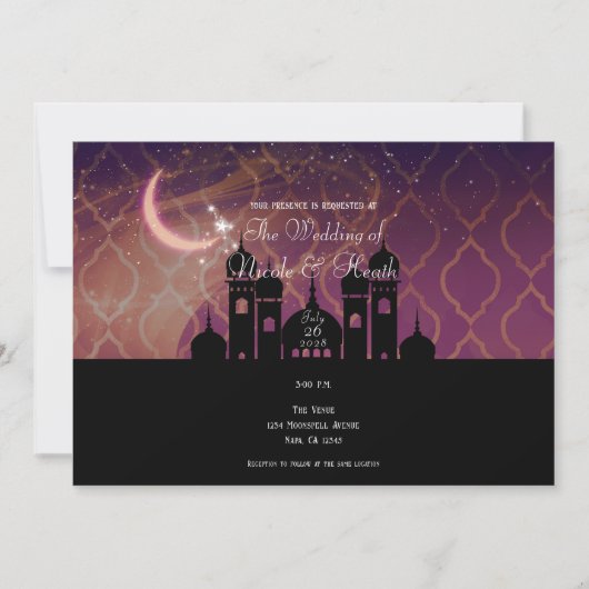 Invitation Moon Glow Arabe Nights Mariage marocain (Devant)