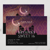 Invitation Moon Glow Arabian Nights Marocain Sweet 16 (Devant / Derrière)