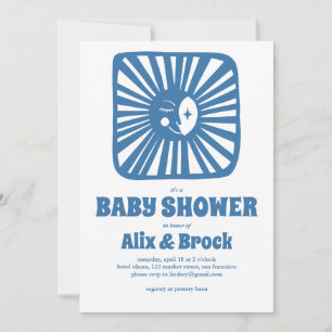 Invitation Moon Glow Boho Moderne mignon Baby shower QR perso