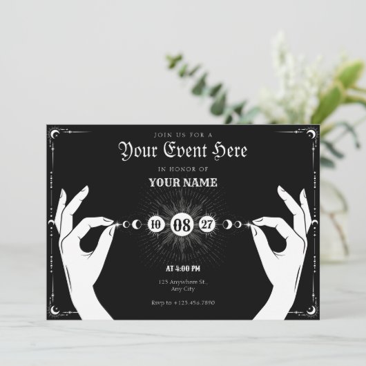 Invitation Moon mystical magic hand  (Debout devant)