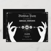 Invitation Moon mystical magic hand birthday (Devant / Derrière)