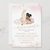 Invitation Moon rose Boho Afro Africain fille Angel Baby show (Devant)