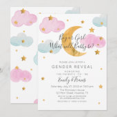 Invitation Moon & Stars theme Gender Reveal Boy or Girl (Devant / Derrière)