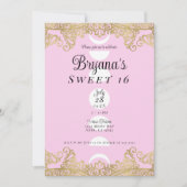 Invitation Moon Temple Rose & Or Ornate Sweet 16 (Devant)