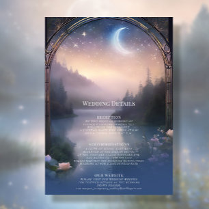 Invitation Moonlit Mountain Forest Lake Stars Détails du Mari