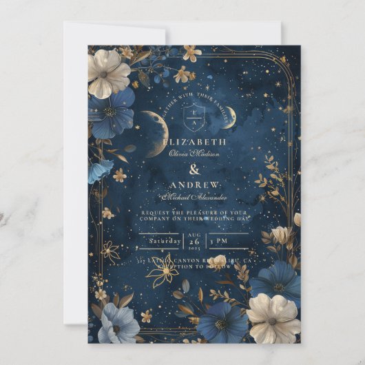 Invitation Moonlit Starflower Wedding (Devant)