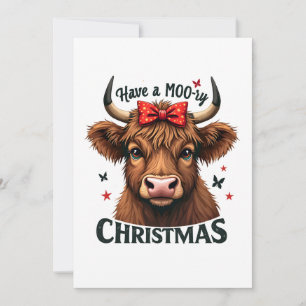 Invitation Moory Christmas adorable vache portant Père Noël