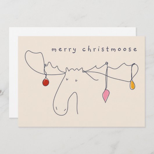 Invitation Moose avec trait de ligne d'éclairage de Noël (Devant / Derrière)