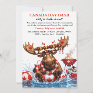 Invitation Moose canadien drôle Fête du Canada BBQ Party de p