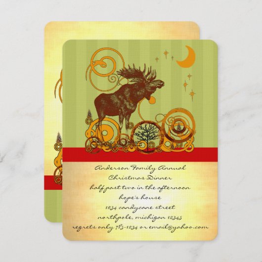 Invitation Moose Christmas (Devant / Derrière)