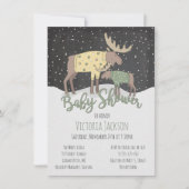 Invitation Moose et Baby shower rustique des bois d'hiver (Devant)