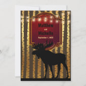 Invitation Moose rustique, Mariage d'orignal d'or et de lumiè (Devant)
