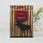 Invitation Moose rustique, Mariage d'orignal d'or et de lumiè (Debout devant)