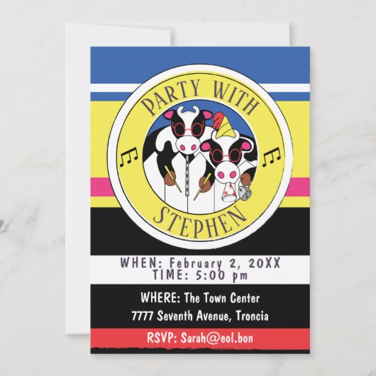 Invitation Moosicienne fête d'anniversaire (Devant)